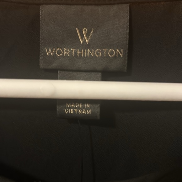 NWT Worthington Semi Sheer Pleated Crochet Sleeve Blouse - Picture 6 of 9